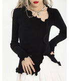 Grunge Irregular Split Knitted Sweater