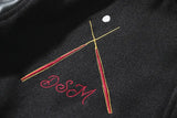 Dark Embroidery Leather Varsity Jacket