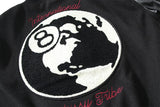 Dark Embroidery Leather Varsity Jacket