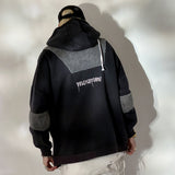 Block Vintage High-neck Hoodie