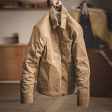 Retro Waxed Khaki Casual Jacket