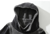 Block Vintage High-neck Hoodie