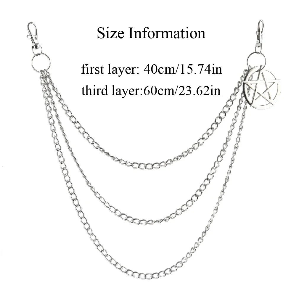 Punk Pentagram Gothic Jeans Chain