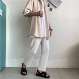 Mid-waist Pleated Straight Pants