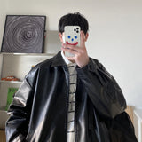 Oversized Solid Leather Jacket