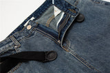 Baggy Belt Mid-waist Denim Pants
