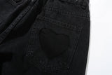 Heart Black Solid Denim Jeans