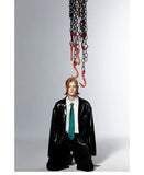 Retro Black Stylish Patent Leather Jacket