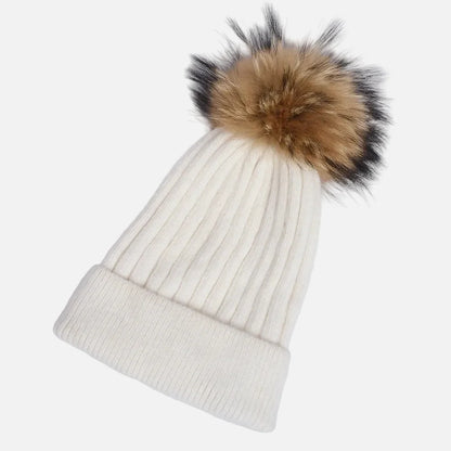 Soft Angora Pompom Knitted Beanie