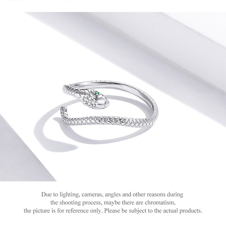 Snake 925 Sterling Silver Platinum Plated Ring