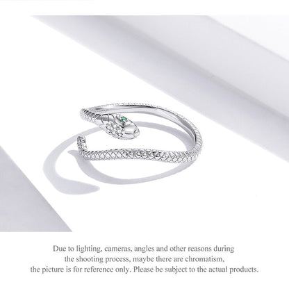 Snake 925 Sterling Silver Platinum Plated Ring