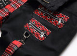 Red Patchwork Slim Denim Pants