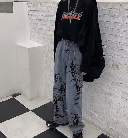 Baggy Wide Leg Denim Jeans