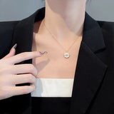 Stylish Stainless Steel Geometric Zircon Necklace