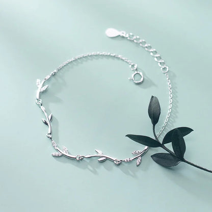 Cool Elegant Sterling Silver Leaf Bracelet