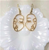 Gold Abstract Hollow Out Face Earrings