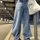 Ripped High Waist Wide-leg Jeans