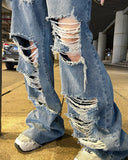 Ripped High Waist Wide-leg Jeans