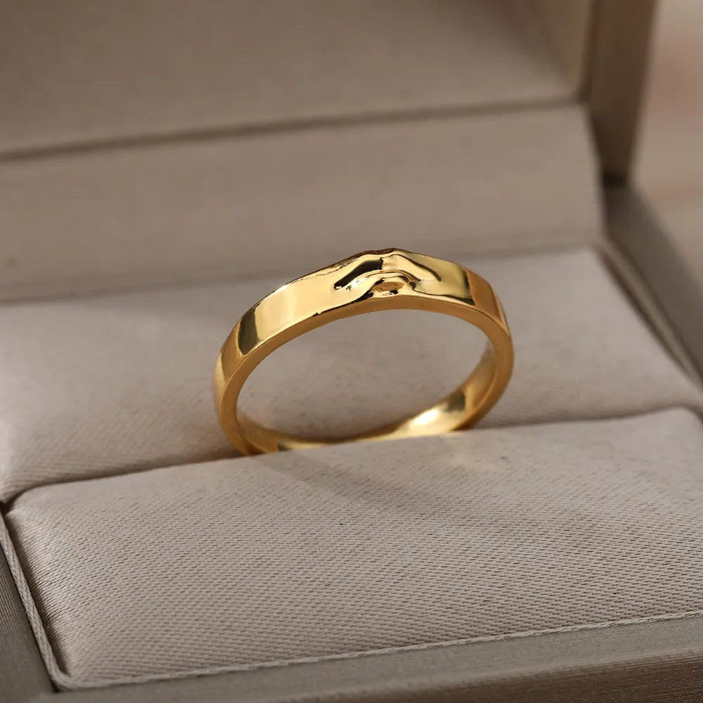 Gold Plated Face Stainless Steel Ring