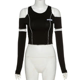 Black Gothic Patchwork Crop Top