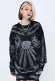 Effortless Rose Eye Scorpion Print Knitted Sweater