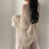 Hollow Out Lazy Style Wide Sleeves Shirt