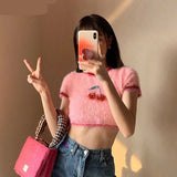 Pink Cherry Crop Sweater