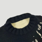 Streetwear Japanese Knitting Portrait Print Sweater
