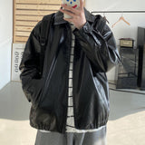Oversized Solid Leather Jacket