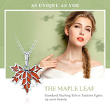 Autumn Maple Tree Leaves 925 Sterling Silver Pendant Necklace