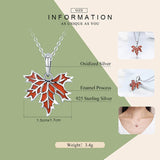 Autumn Maple Tree Leaves 925 Sterling Silver Pendant Necklace