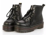 Zipper Flat High Heel PU Leather Angle Boots