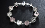 Love and Flower Silver Plated Charm Bracelet