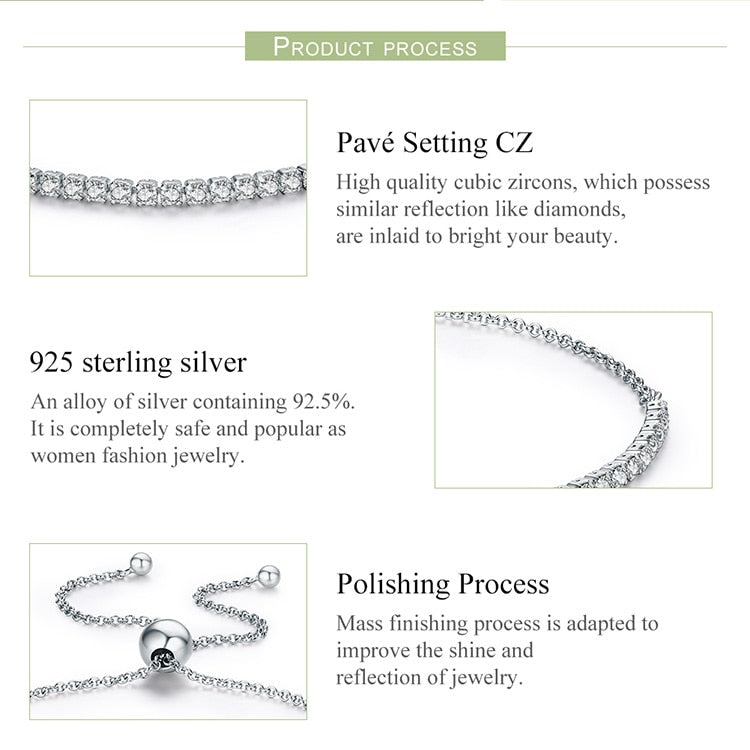 Sparkling Strand Bracelet 925 Sterling Silver
