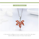 Autumn Maple Tree Leaves 925 Sterling Silver Pendant Necklace