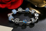 Love and Flower Silver Plated Charm Bracelet