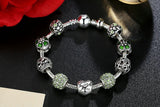 Love and Flower Silver Plated Charm Bracelet