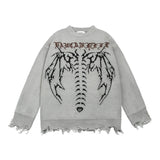 Gothic Letter Bat Skeleton Print Sweater