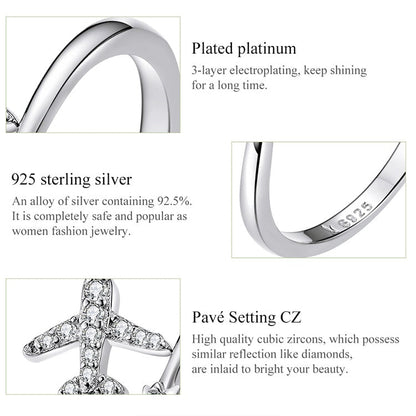 Flying Plane 925 Sterling Silver Ring