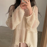 Hollow Out Lazy Style Wide Sleeves Shirt