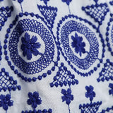 Vintage Cotton Blue Embroidery Shorts
