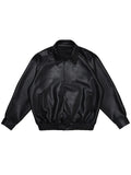 Streetwear Oversized Black Pu Leather Jacket