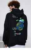 "Life is good" Earth Print Hoodie