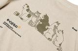 Rubbing Bath Cats Print T-shirt