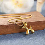 Golden Cute Balloon Dog Pendant Necklace