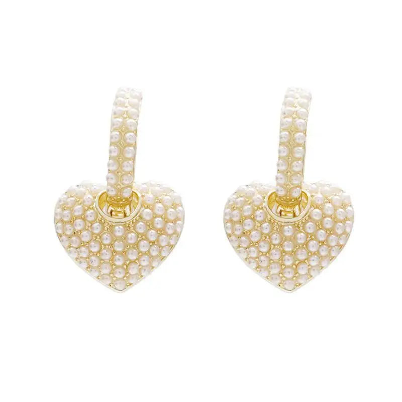 Luxury Sweet Pearl Heart Dangle Earring
