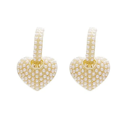 Luxury Sweet Pearl Heart Dangle Earring