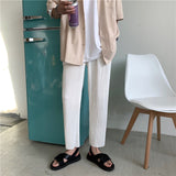 Mid-waist Pleated Straight Pants