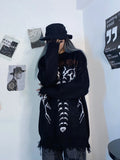 Gothic Letter Bat Skeleton Print Sweater