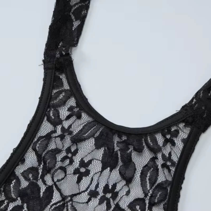 Halter Neck Sheer Lace Dress